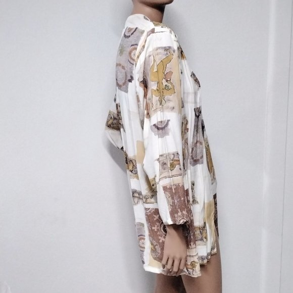 Vintage Alessandra Light Open Cardigan Cover Up Rome Theme Size L Relaxed - Picture 6 of 16